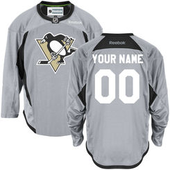 Reebok Pittsburgh Penguins Men's Practice Team Custom Jersey - Gray