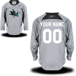 Reebok San Jose Sharks Men's Practice Alternate Custom Jersey - Gray