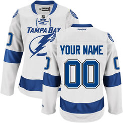 Reebok Tampa Bay Lightning Men's Premier Road Custom Jersey - White