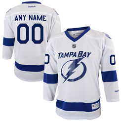 Reebok Tampa Bay Lightning Youth Replica Away Custom Jersey - White