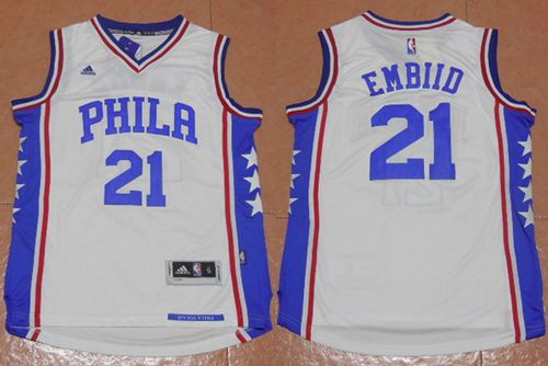 Revolution 30 76ers #21 Joel Embiid White Stitched NBA Jersey Revolution 30 76ers #21 Joel Embiid White Stitched NBA Jersey
