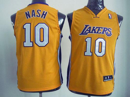 Revolution 30 Lakers #10 Steve Nash Yellow Stitched Youth NBA Jersey Revolution 30 Lakers #10 Steve Nash Yellow Stitched Youth NBA Jersey