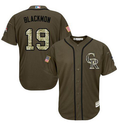 Rockies #19 Charlie Blackmon Green Salute to Service Stitched MLB Jersey