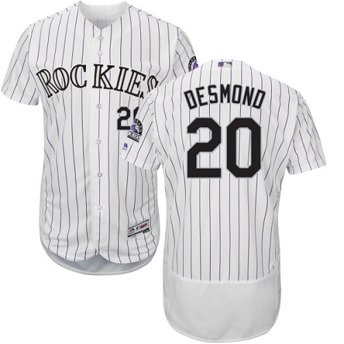 Rockies #20 Ian Desmond White Strip Flexbase Authentic Collection Stitched Baseball Jersey Rockies #20 Ian Desmond White Strip Flexbase Authentic Collection Stitched Baseball Jersey