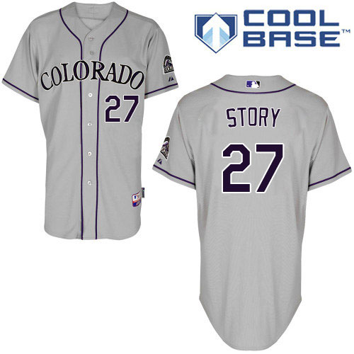 Rockies #27 Trevor Story Grey Road Women's Stitched MLB Jersey