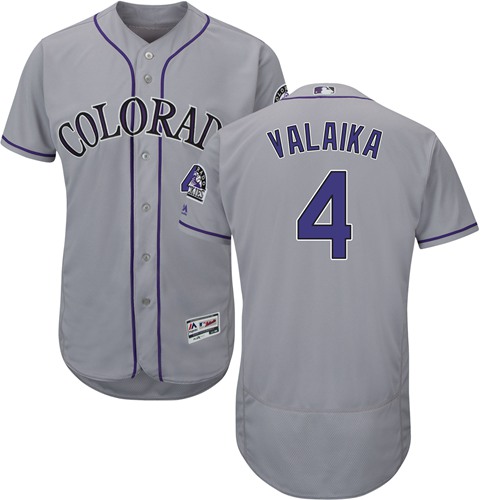 Rockies #4 Pat Valaika Grey Flexbase Authentic Collection Stitched Baseball Jersey Rockies #4 Pat Valaika Grey Flexbase Authentic Collection Stitched Baseball Jersey