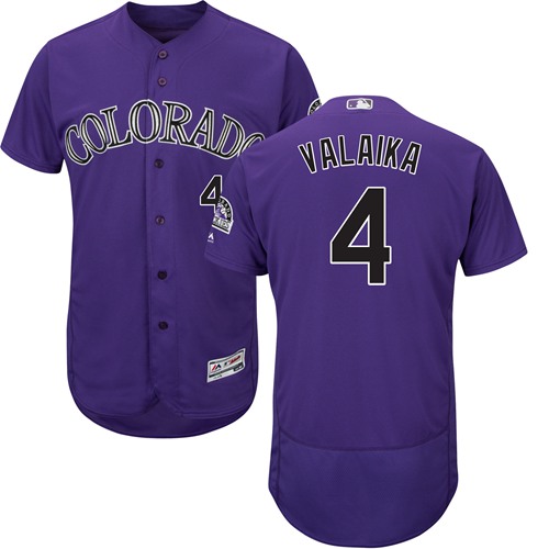 Rockies #4 Pat Valaika Purple Flexbase Authentic Collection Stitched Baseball Jersey Rockies #4 Pat Valaika Purple Flexbase Authentic Collection Stitched Baseball Jersey