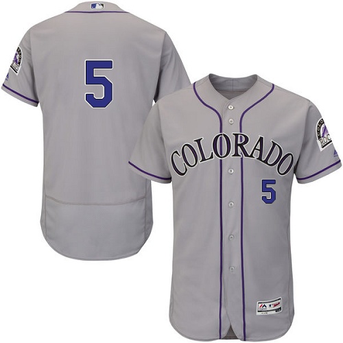 Rockies #5 Carlos Gonzalez Grey Flexbase Authentic Collection Stitched MLB Jersey Rockies #5 Carlos Gonzalez Grey Flexbase Authentic Collection Stitched MLB Jersey