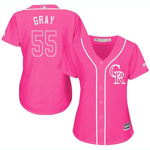 Rockies #55 Jon Gray Pink Fashion Women's Stitched MLB Jersey Rockies #55 Jon Gray Pink Fashion Women's Stitched MLB Jersey