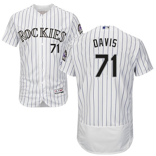 Rockies #71 Wade Davis White Strip Flexbase Authentic Collection Stitched MLB Jersey Rockies #71 Wade Davis White Strip Flexbase Authentic Collection Stitched MLB Jersey