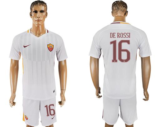Roma #16 De Rossi Away Soccer Club Jersey