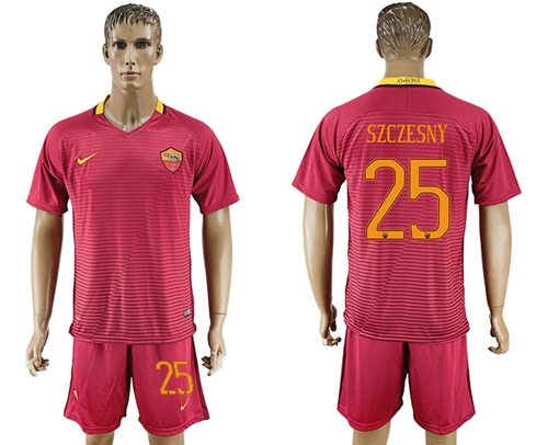 Roma #25 Szczesny Red Home Soccer Club Jersey Roma #25 Szczesny Red Home Soccer Club Jersey
