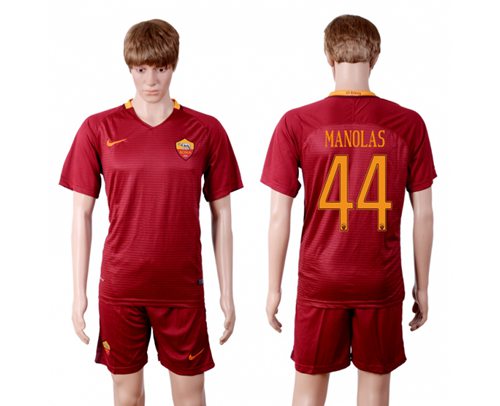 Roma #44 Manolas Red Home Soccer Club Jersey Roma #44 Manolas Red Home Soccer Club Jersey