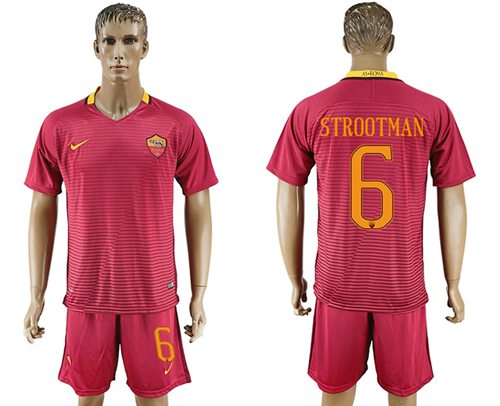 Roma #6 Strootman Red Home Soccer Club Jersey Roma #6 Strootman Red Home Soccer Club Jersey