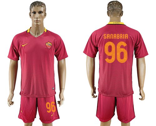 Roma #96 Sanabria Red Home Soccer Club Jersey Roma #96 Sanabria Red Home Soccer Club Jersey