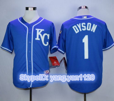 Royals #1 Jarrod Dyson Blue Alternate 2 Cool Base Stitched MLB Jersey