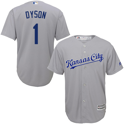 Royals #1 Jarrod Dyson Grey Cool Base Stitched Youth MLB Jersey