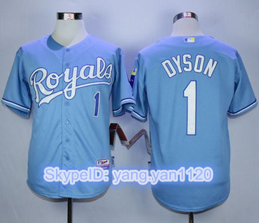 Royals #1 Jarrod Dyson Light Blue Alternate 1 Cool Base Stitched MLB Jersey