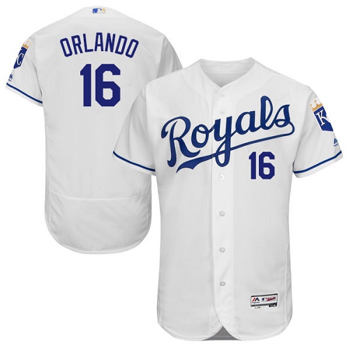 Royals #16 Paulo Orlando White Flexbase Authentic Collection Stitched MLB Jersey Royals #16 Paulo Orlando White Flexbase Authentic Collection Stitched MLB Jersey