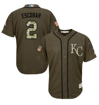 Royals #2 Alcides Escobar Green Salute to Service Stitched MLB Jersey