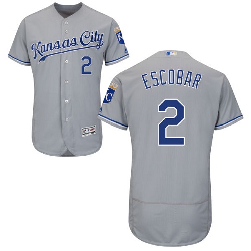 Royals #2 Alcides Escobar Grey Flexbase Authentic Collection Stitched MLB Jersey Royals #2 Alcides Escobar Grey Flexbase Authentic Collection Stitched MLB Jersey