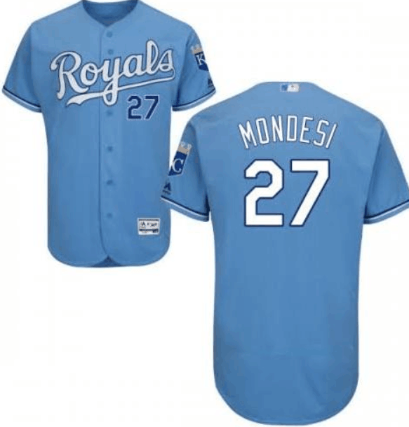 Royals #27 Brandon Mondesl Blue Cool Base Stitched Baseball Jersey