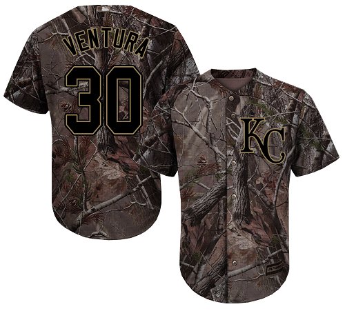 Royals #30 Yordano Ventura Camo Realtree Collection Cool Base Stitched Youth Baseball Jersey