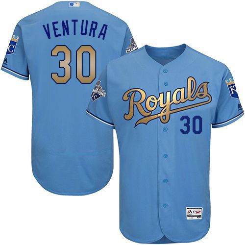 Royals #30 Yordano Ventura Light Blue FlexBase Authentic 2015 World Series Champions Gold Program Stitched MLB Jersey Royals #30 Yordano Ventura Light Blue FlexBase Authentic 2015 World Series Champions Gold Program Stitched MLB Jersey