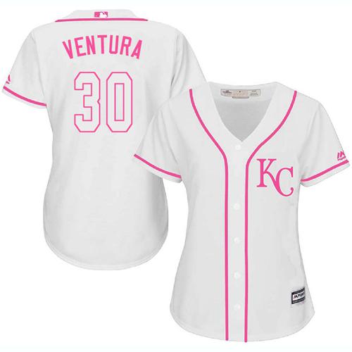 Royals #30 Yordano Ventura White Pink Fashion Women's Stitched MLB Jersey Royals #30 Yordano Ventura White Pink Fashion Women's Stitched MLB Jersey