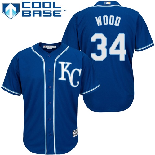 Royals #34 Travis Wood Royal Blue Cool Base Stitched Youth MLB Jersey