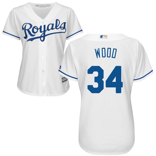 Royals #34 Travis Wood White Home Women's Stitched MLB Jersey