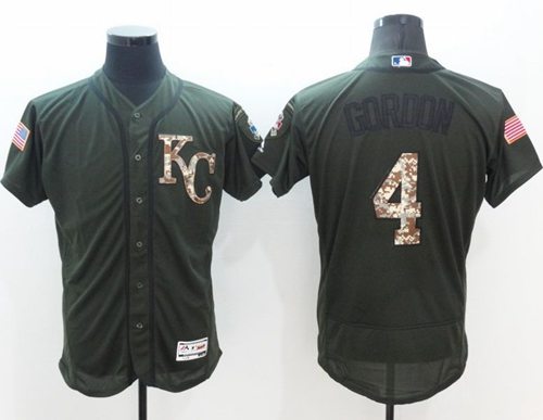 Royals #4 Alex Gordon Green Flexbase Authentic Collection Salute to Service Stitched MLB Jersey Royals #4 Alex Gordon Green Flexbase Authentic Collection Salute to Service Stitched MLB Jersey