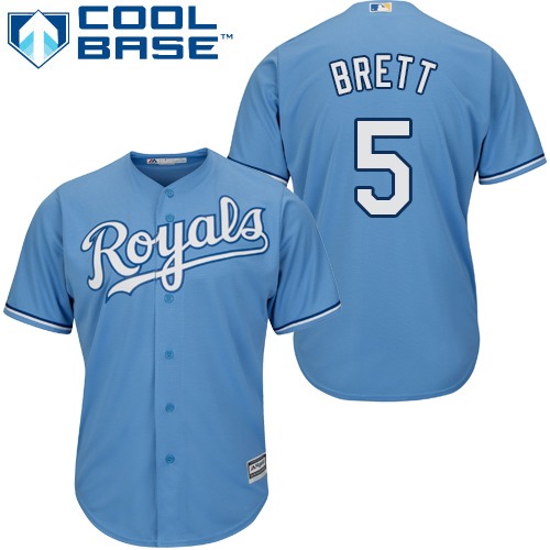 Royals #5 George Brett Light Blue Cool Base Stitched Youth MLB Jersey Royals #5 George Brett Light Blue Cool Base Stitched Youth MLB Jersey