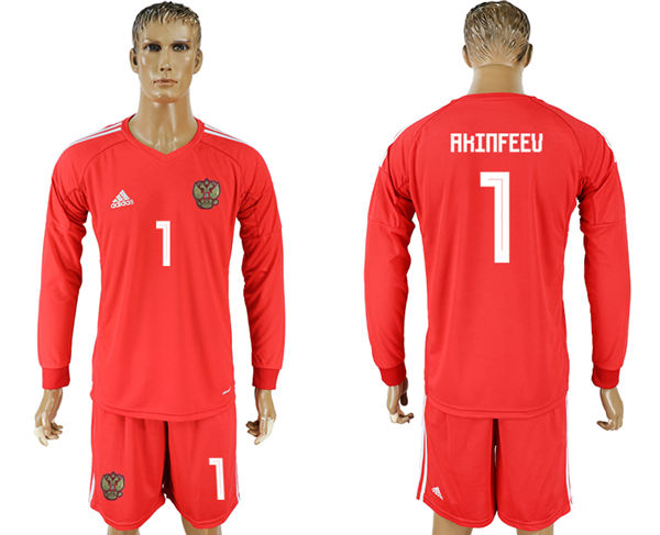Russia #1 Akinfeev Home Long Sleeves Soccer Country Jersey