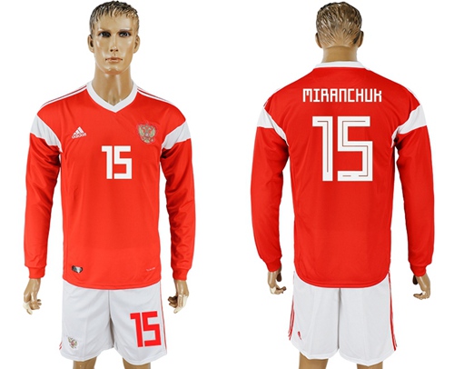 Russia #15 Miranchuk Red Home Long Sleeves Soccer Country Jersey Russia #15 Miranchuk Red Home Long Sleeves Soccer Country Jersey