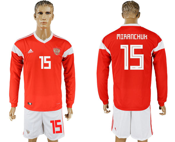 Russia #15 Miranchuk Red Home Long Sleeves Soccer Country Jersey Russia #15 Miranchuk Red Home Long Sleeves Soccer Country Jersey
