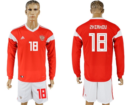 Russia #18 Zhirkov Red Home Long Sleeves Soccer Country Jersey Russia #18 Zhirkov Red Home Long Sleeves Soccer Country Jersey