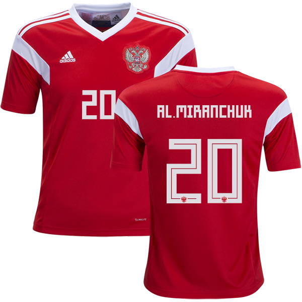 Russia #20 AL.Miranchuk Home Kid Soccer Country Jersey Russia #20 AL.Miranchuk Home Kid Soccer Country Jersey