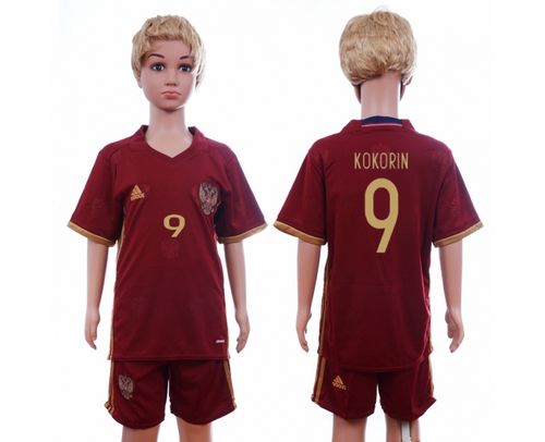 Russia #9 Kokorin Home Kid Soccer Country Jersey Russia #9 Kokorin Home Kid Soccer Country Jersey