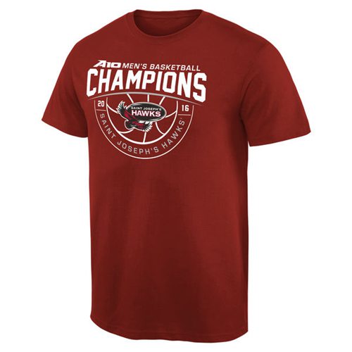 Saint Joseph's Hawks 2016 Atlantic 10 Men's Basketball Conference Champions T-Shirt Cardinal