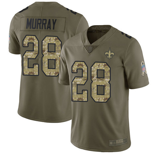 Saints #28 Latavius Murray Olive Camo Men's Stitched Football Limited 2017 Salute To Service Jersey