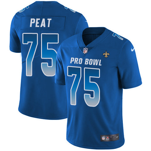 Saints #75 Andrus Peat Royal Men's Stitched Football Limited NFC 2019 Pro Bowl Jersey Saints #75 Andrus Peat Royal Men's Stitched Football Limited NFC 2019 Pro Bowl Jersey