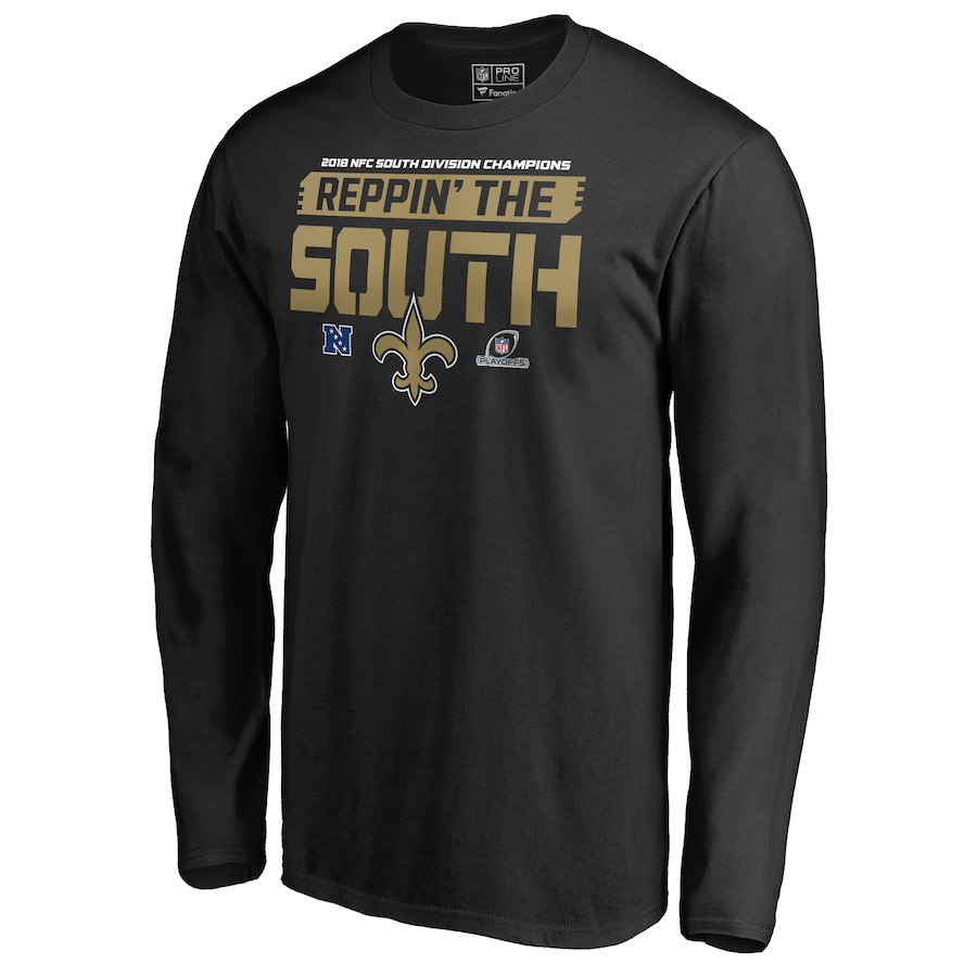Saints-Black-2018-NFL-Playoffs-Reppin'-The-South-Men's-Long-Sleeve-T-Shirt