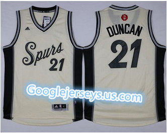 San Antonio Spurs #21 Tim Duncan Cream 2015-2016 Christmas Day Stitched NBA Jersey
