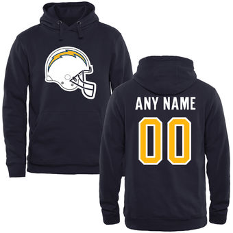 San Diego Chargers Navy Custom Name & Number Helmet Pullover Hoodie