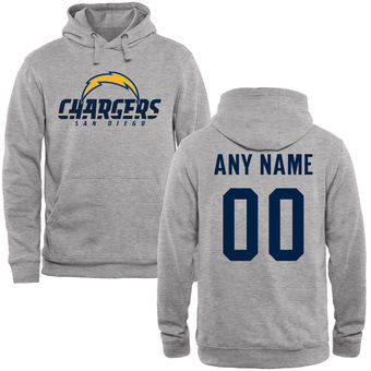 San Diego Chargers Steel Custom Name & Number Wordmark Pullover Hoodie