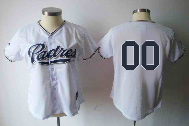 San Diego Padres Blank White Women Custom Jerseys
