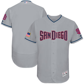 San Diego Padres Majestic 2017 Stars & Stripes Authentic Collection FlexBase Team Jersey - Gray