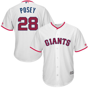 San Francisco Giants Buster Posey Majestic Fashion Stars & Stripes Cool Base Player Jersey - White