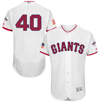 San Francisco Giants Madison Bumgarner Majestic Fashion Stars & Stripes FlexBase Player Jersey - White
